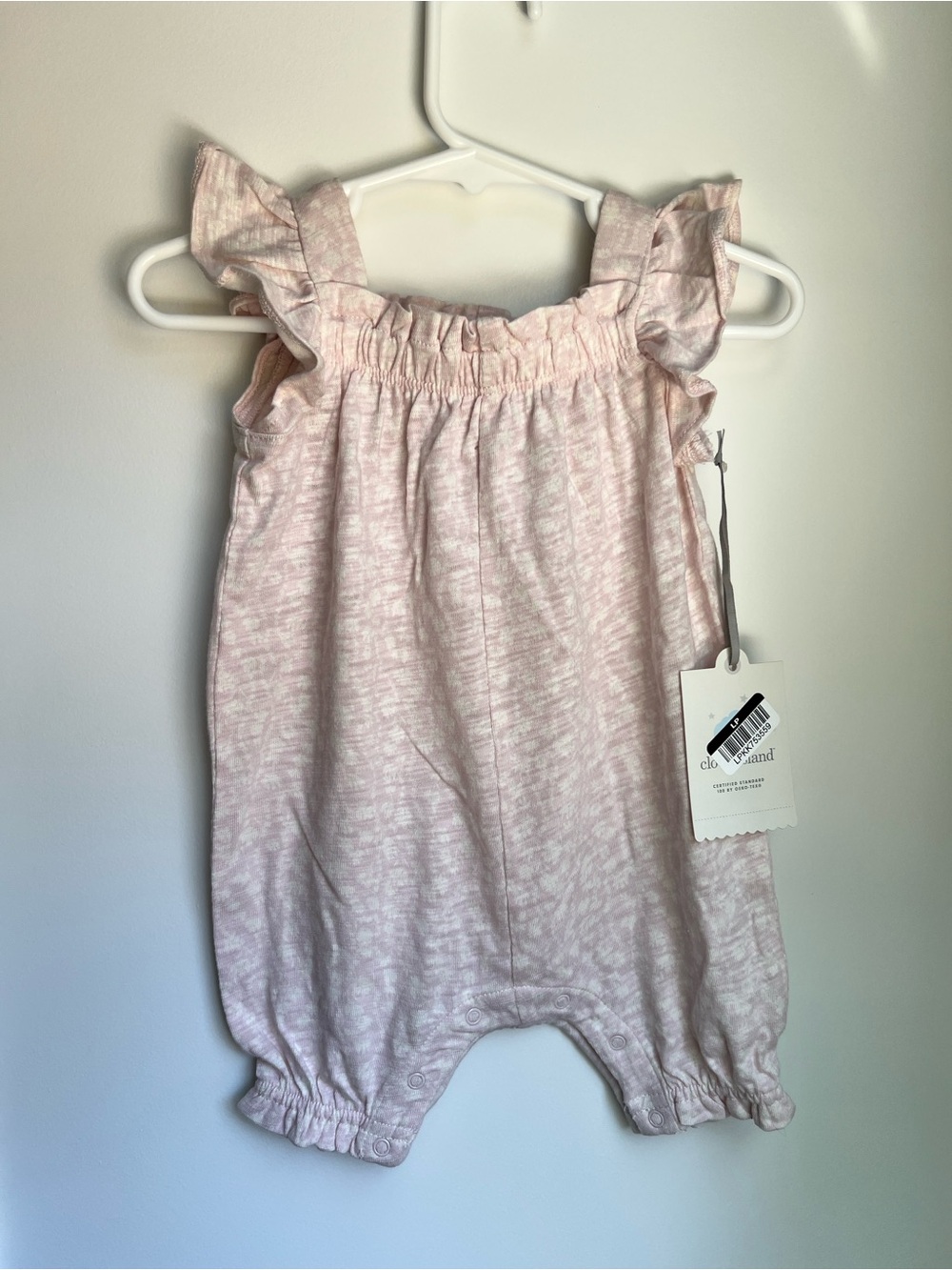 NWT Cloud Island Baby Girl Pink Flutter Sleeve Romper | 0-3 Months